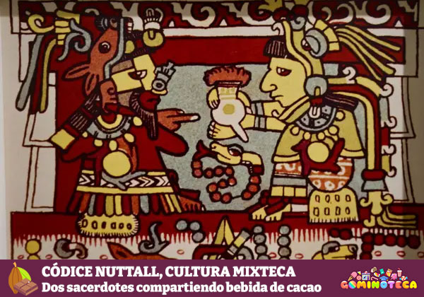 Códice Nuttall, Cultura Mixteca, Dos sacerdotes compartiendo bebida de cacao - Alfonso Masoliver