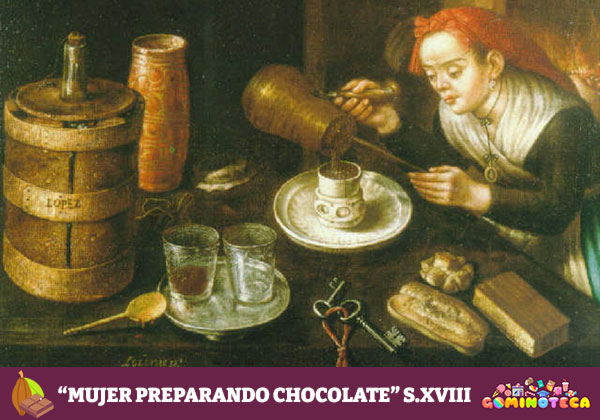 'Mujer preparando chocolate', cuadro de Félix Lorente (S. XVIII). Latinamericanart.com