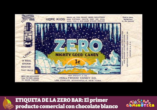 Etiqueta de la zero bar: El primer producto comercial con chocolate blanco - CandyWrapperMuseum.com