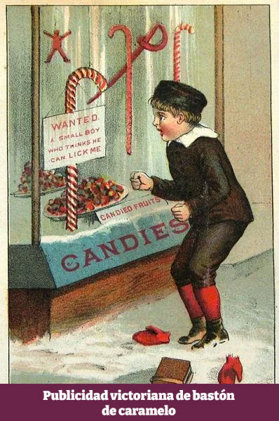 Publicidad victoriana de bastón de caramelo